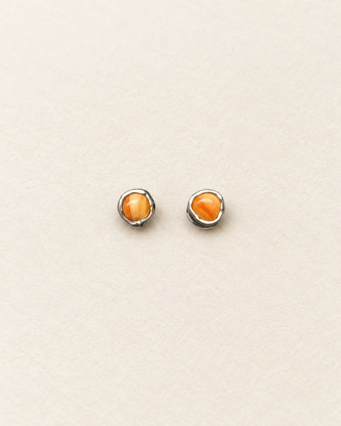 Orange Spiny Oyster Sterling Silver Stud Earrings
