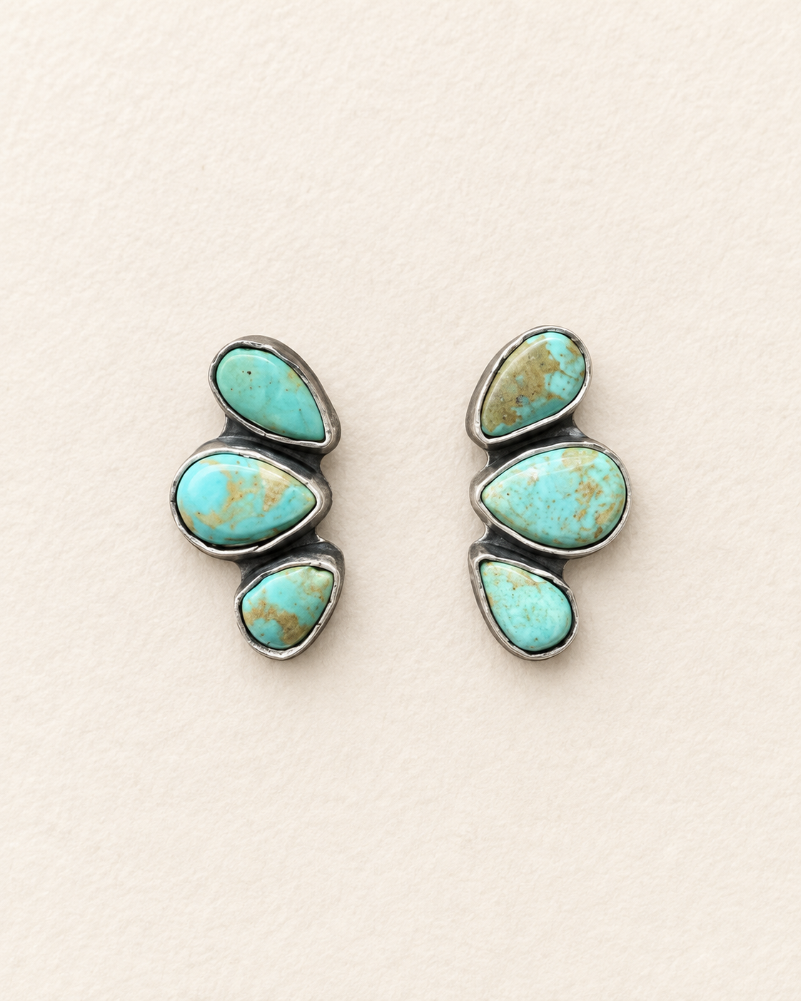 Royston Turquoise Three-Stone Sterling Silver Earrings