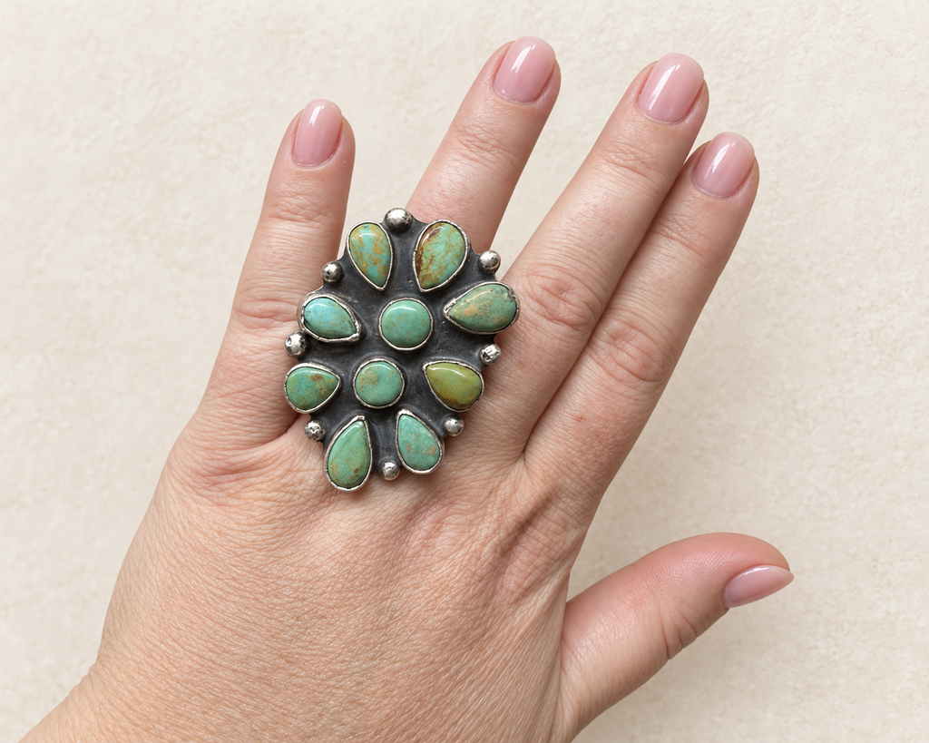 Sterling Silver Royston Turquoise Cluster Ring