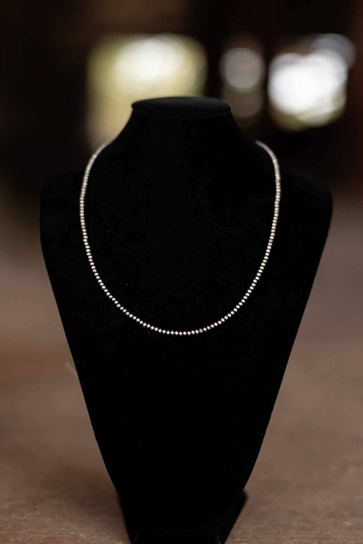 3mm Sterling Silver Desert Pearl Bead Necklace
