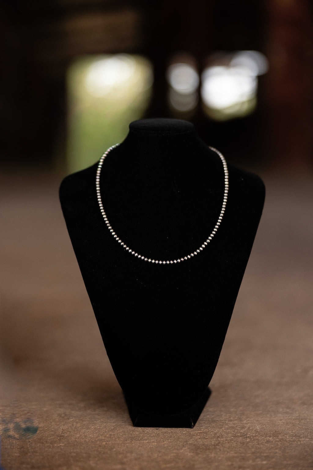 4mm Sterling Silver Desert Pearl Bead Necklace