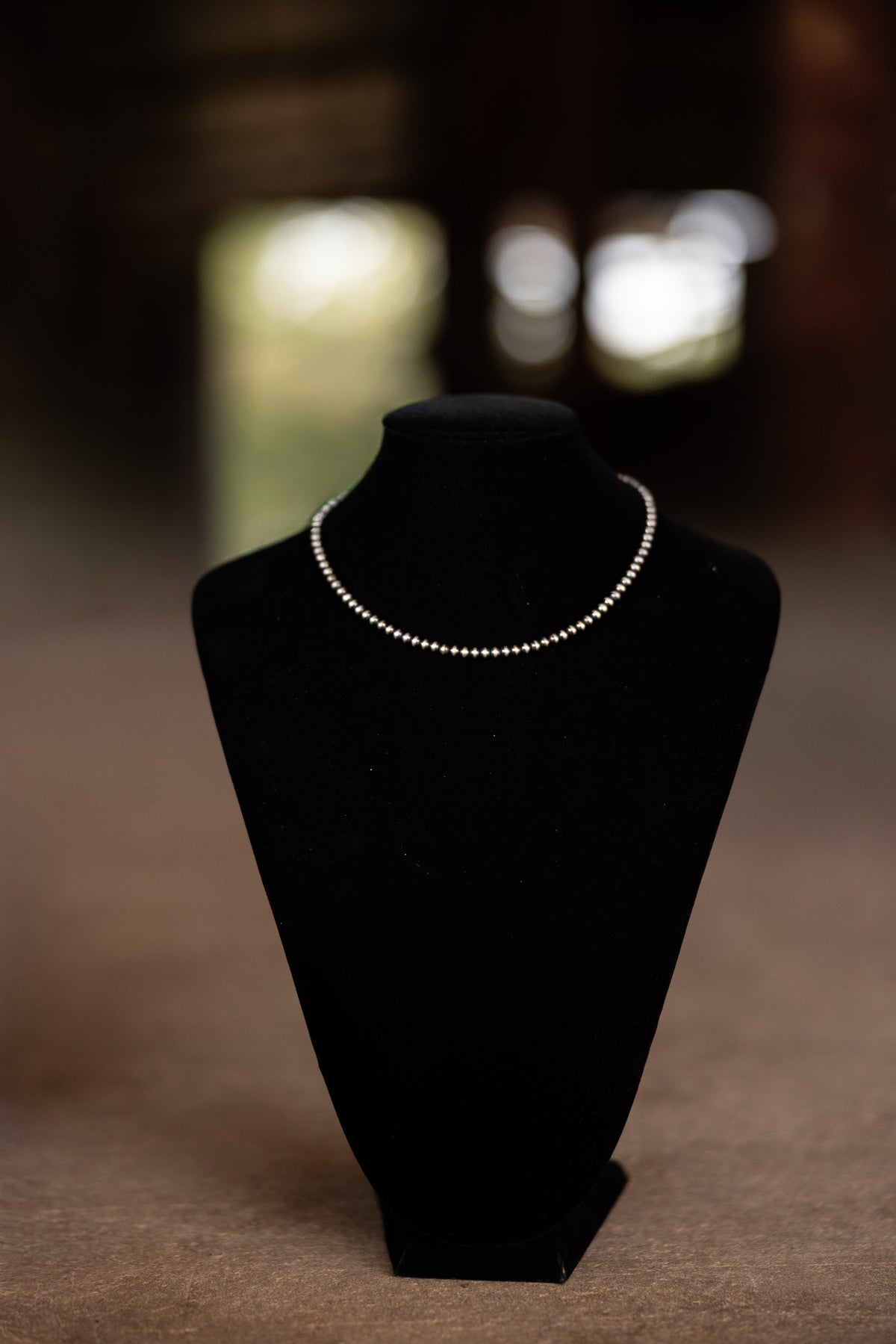 4mm Sterling Silver Desert Pearl Bead Necklace