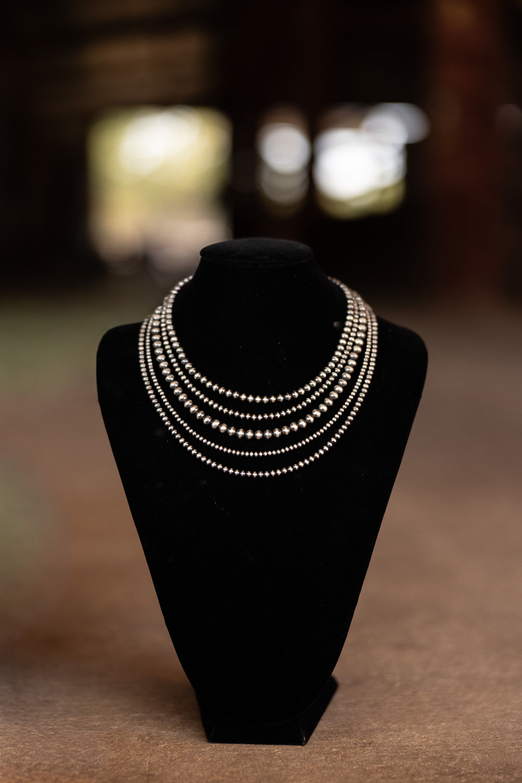 4mm Sterling Silver Desert Pearl Bead Necklace