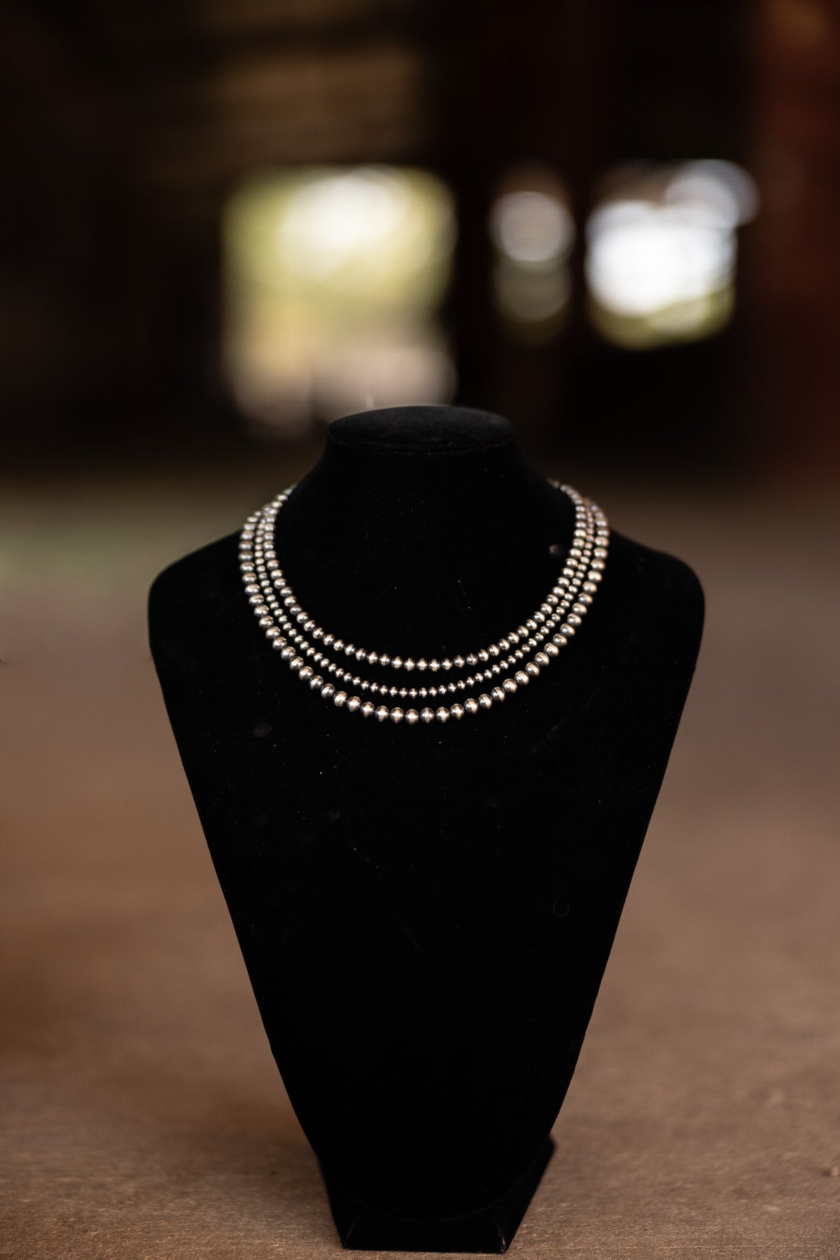 6mm Sterling Silver Desert Pearl Bead Necklace