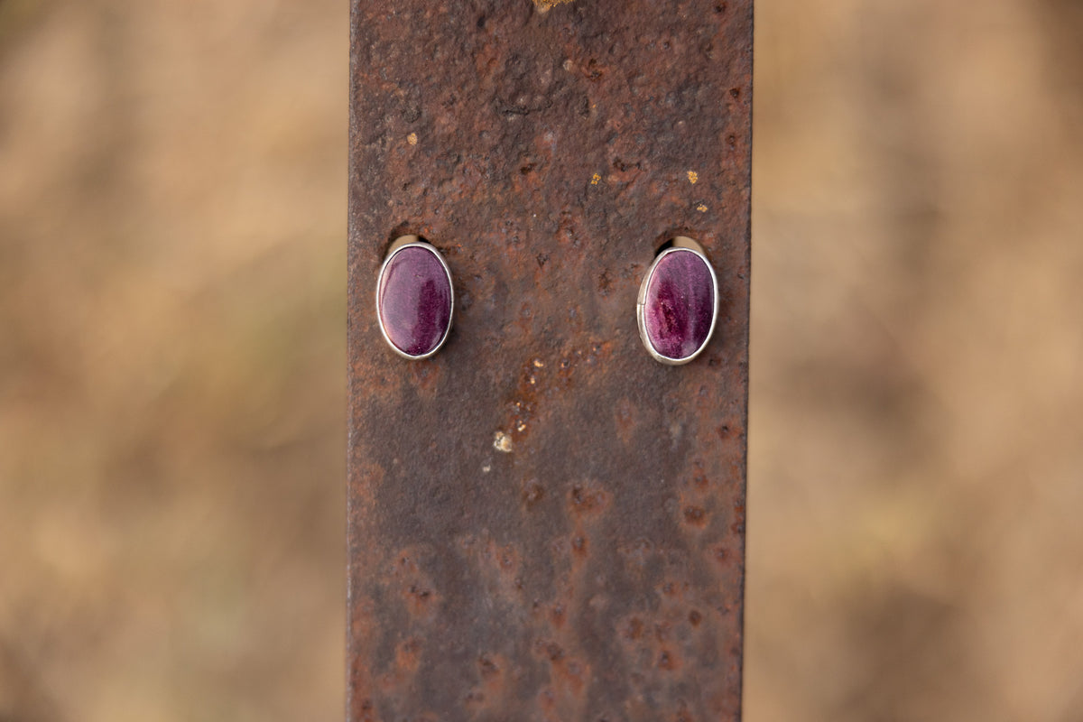 Purple Spiny Oyster Sterling Studs