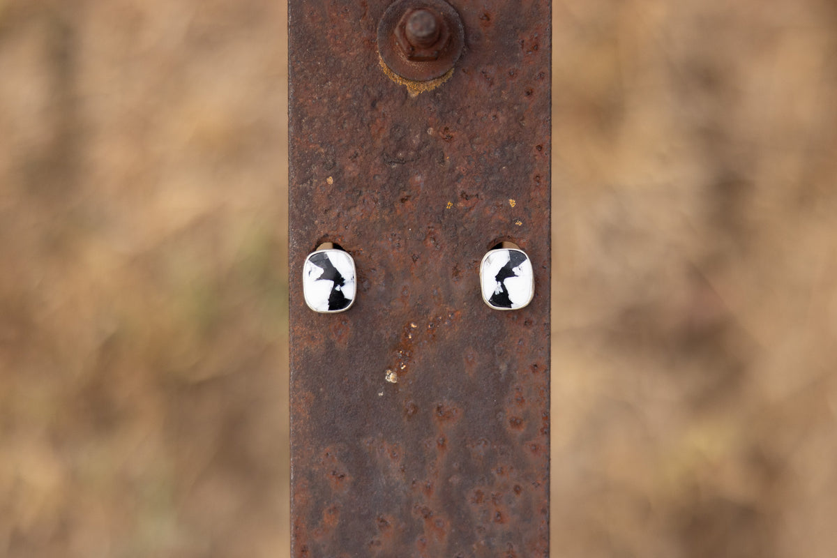 White Buffalo Sterling Silver Studs