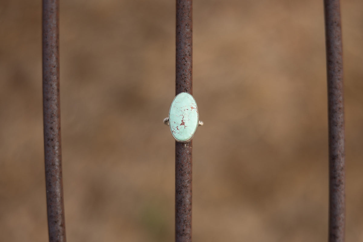 Large Turquoise Sterling Silver Ring Size 9